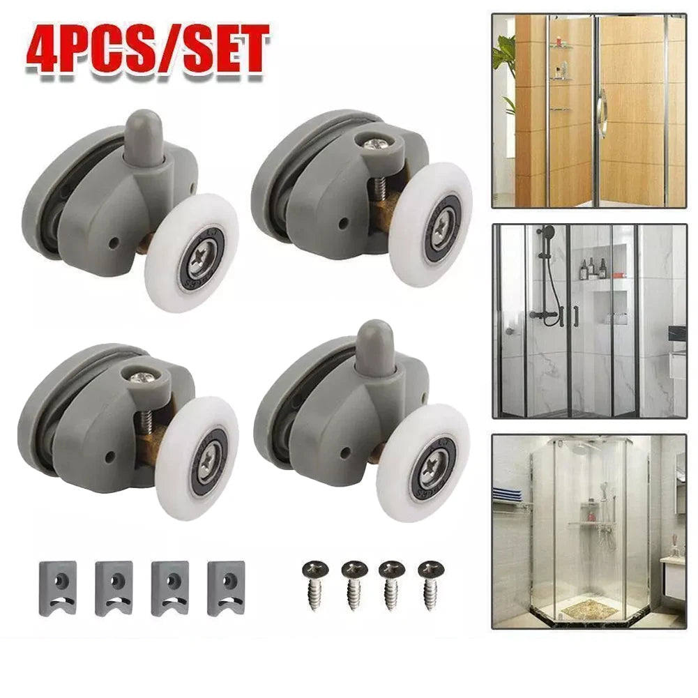 4PCS Single Shower Door Top & Bottom Wheels Rollers Runners Wheels Set 23-mm Household BATHROOM Replacement Spare Parts