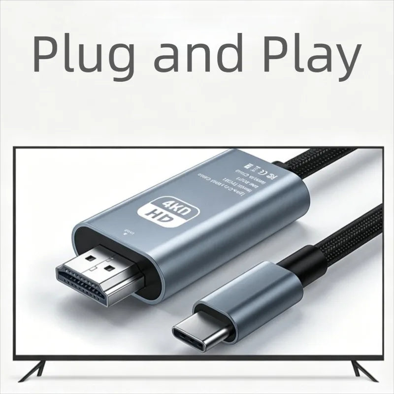 4K 30/60Hz USB C to HDMI Cable Type C Adapter HDTV Converter Cable For iPhone 15 TV Converter MacBook Air iPad Samsung laptop Oasis Select