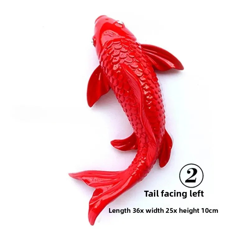 Lucky Koi Fish 3D Wall Decor, Resin Stereoscopic Carp Wall Hanging, Creative Wealth Feng Shui Home Art Wall Sticker Ornament Oasis Select A Left