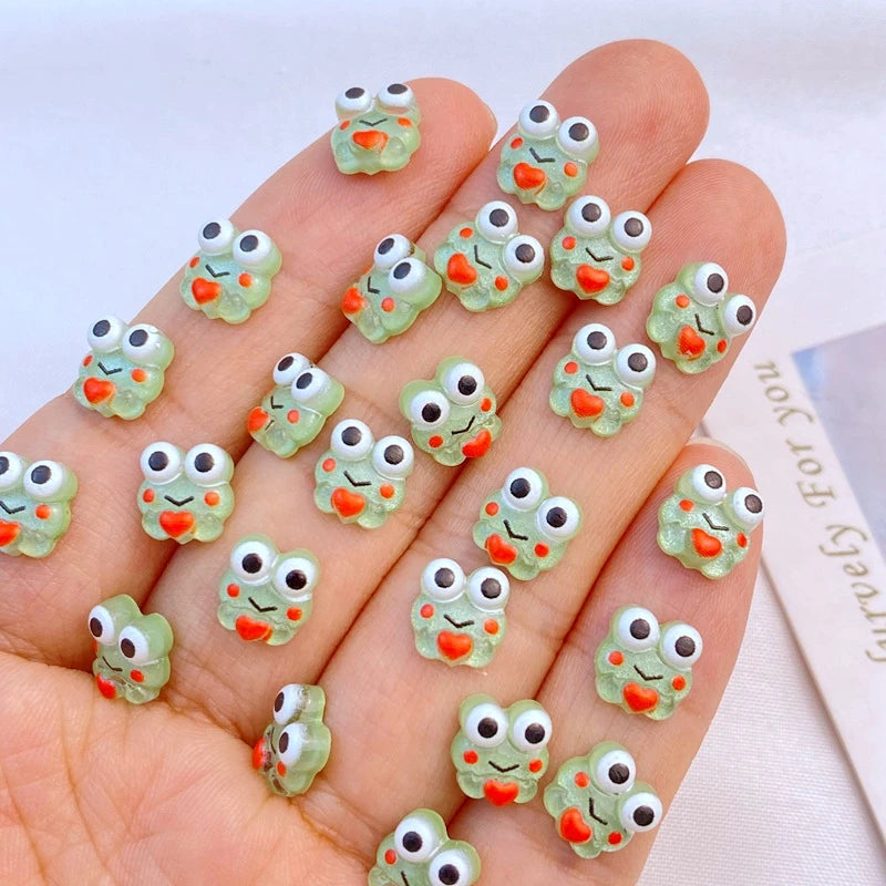 50Pcs New Cute Resin 7*8mm Mini Little Frog Series Flat Back Manicure Parts Embellishments For Hair Bows Accessories Oasis Select