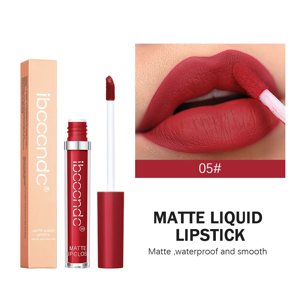 12 Color Matte Velvet Lip Gloss Waterproof Long-lasting Liquid Lipstick Cosmetic Beauty Keep 12 Hours Moist Lip Gloss Makeup Oasis Select 5
