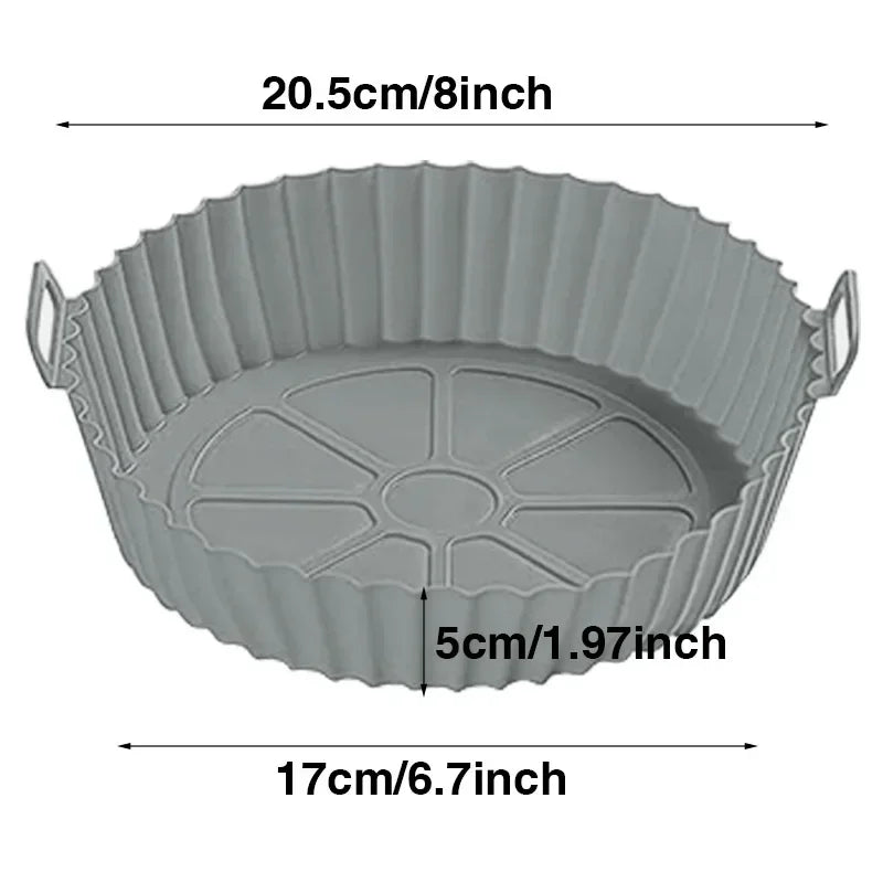 Silicone Basket Pot Tray Airfryer Liner for Air Fryer Reusable Container Accessories Pan Baking Mold Protector Kitchen Gadgets Oasis Select Grey