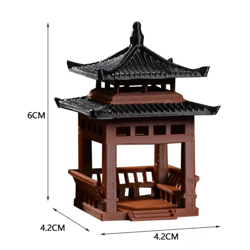 Mini Pagoda Statue 3cm-4cm Hexagonal Pavilion Bonsai Gazebo Micro Landscape Figurine Tiny Ornament for Home Decor Oasis Select M