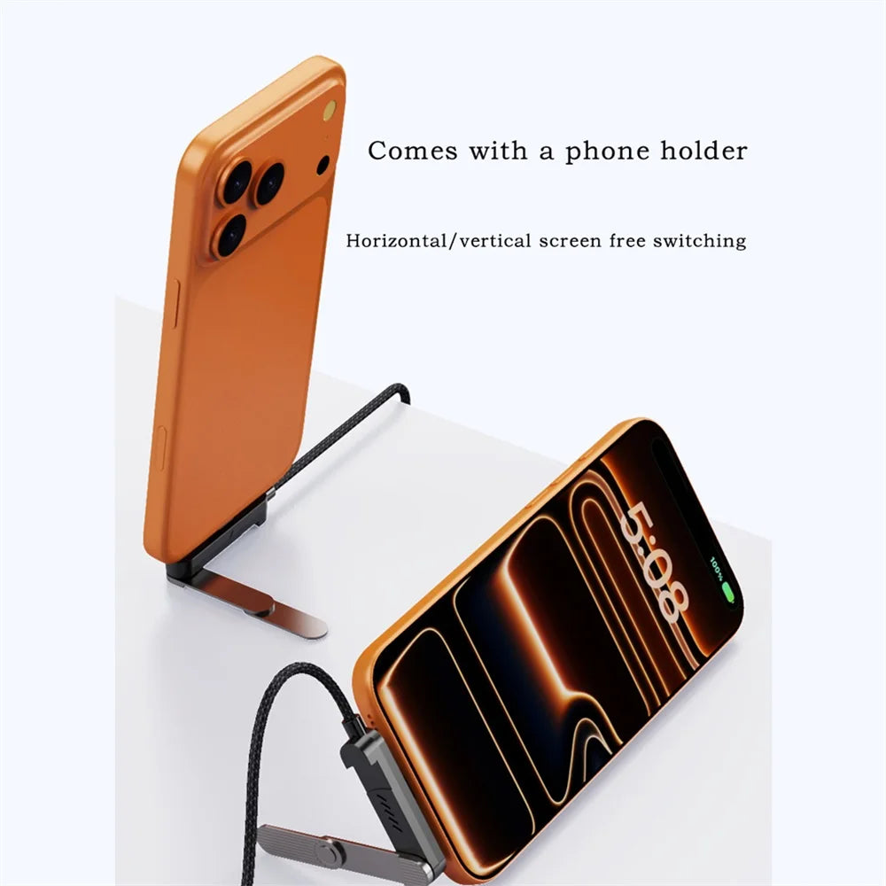 1.5M Folding Bracket Data Cable USB A Type C To Type C Charging Cable 65W Fast Charging Three Fold Holder Data Transmission Oasis Select