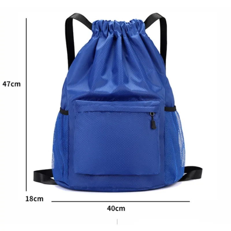 Water Resistant Nylon Drawstring Sports Backpack with Tassel Zipper Utility Pocket Lightweight Gym Sack for Travel Outdoor Oasis Select