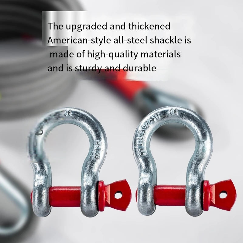Car trailer rope, outdoor camping, off-road safety rope, towing rope, rescue rope, U-shaped steel buckle, polyester rope, towing Oasis Select