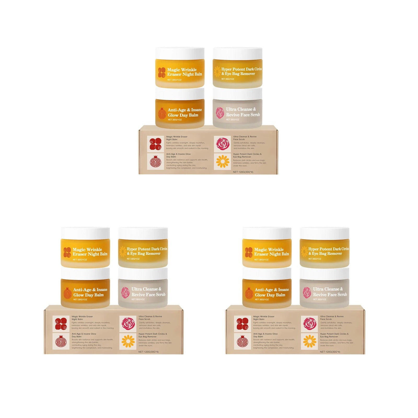 4-Piece Skincare Gift Set – Day Cream, Night Cream, Eye Cream & Scrub