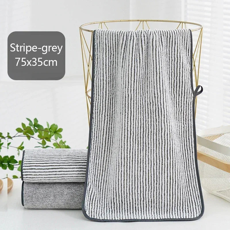 Cotton Towel Bathroom Strong Absorbent Thickened Face Towel Soft Non-shedding Adult Towel Hotel Travel Household Gift Oasis Select Stripe 35x75cm