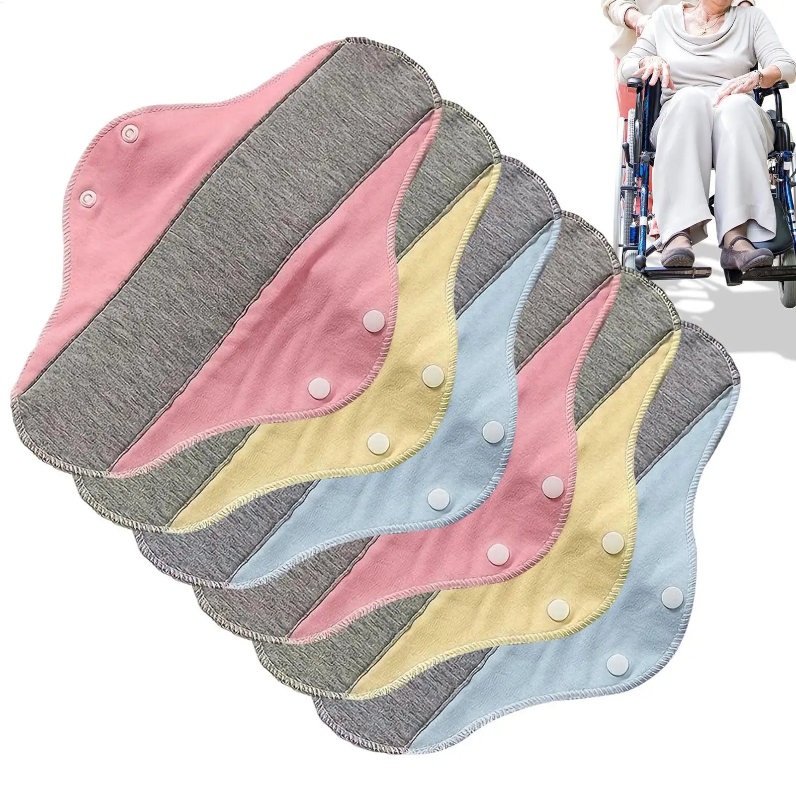 6 Pcs Leakproof Washable Breathable Napkins Reusable Pads Menstrual Reusable Feminine Pads Women Period Panties Pad Sanitary Pad Oasis Select