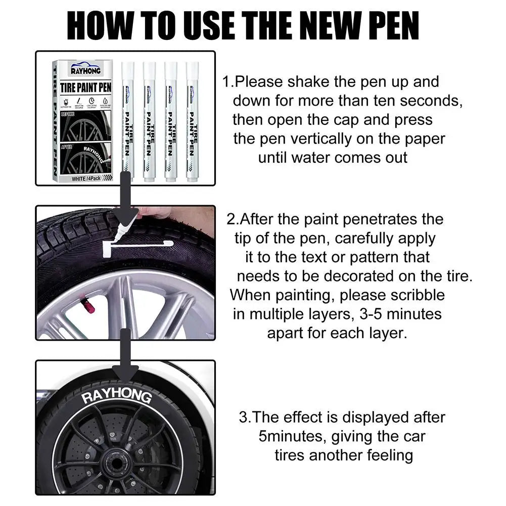 White Tire Paint Marker Pens – Waterproof & Quick Dry Tire Paint Marker Oasis Select