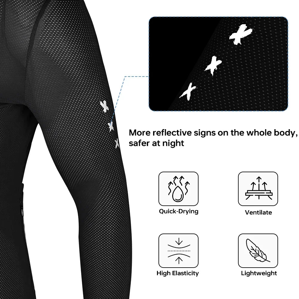 X-TIGER Men's Cycling Jersey Autumn Three Pocket Reflective Cycling Jacket Sport Mountain Bike Shirt Ciclismo Long Sleeve Oasis Select