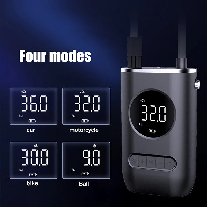 Portable Tyre Inflator Digital Air Pump, Cordless Air Compressor With LED Light, 150 PSI Rechargeable Tyre Pressure Pump Oasis Select