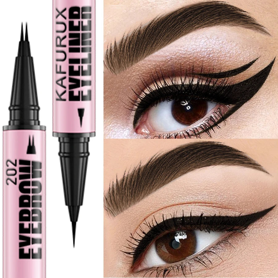 KAFURUX 2-in-1 Waterproof Eyebrow & Eyeliner Pen – 4 Colors