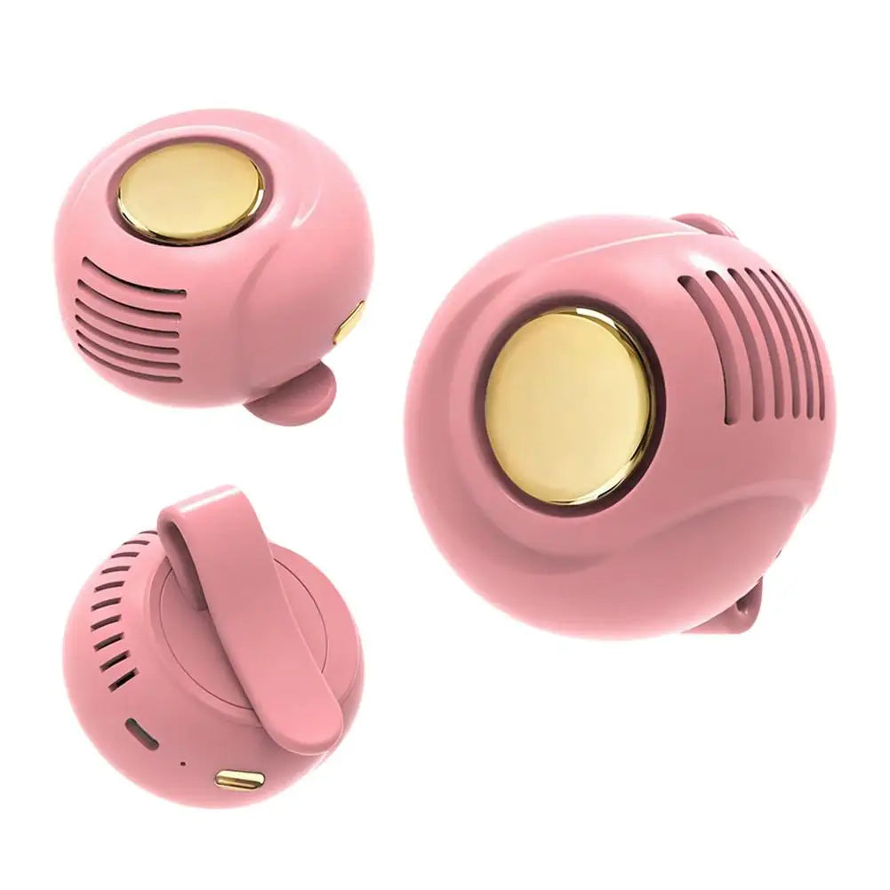 Portable Clip-on Mini Fan Handheld Wearable Bladeless Snap On Silent Fan USB Charging For Camping Travel Working Oasis Select Pink