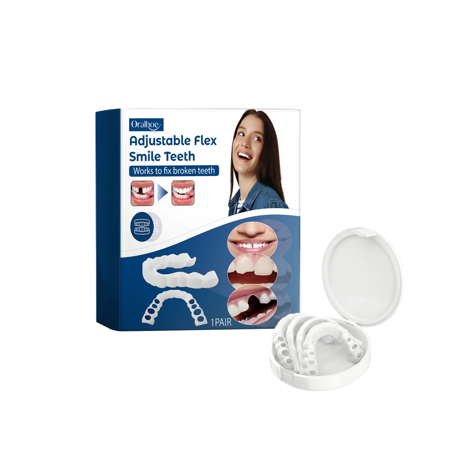 Adjustable Snap-On Dental Veneers – Temporary Teeth Cover Snap-On Dental Veneers Oasis Select 1pair boxed