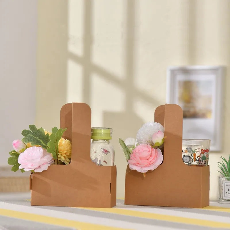 Kraft Paper Flower Box – Bouquet Gift & Takeaway Holder