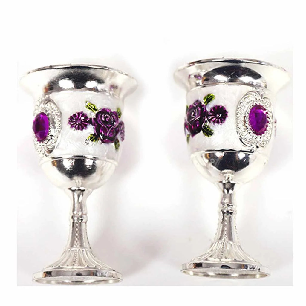 Rose Pattern Alloy Wine Goblets | Cocktail & Champagne Set of 2