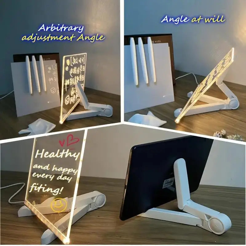 Light Up Rewritable Acrylic Message Board 7 Color Pens Glowing Drawing Lamp for Kids Adults Birthday Festival Gift Oasis Select