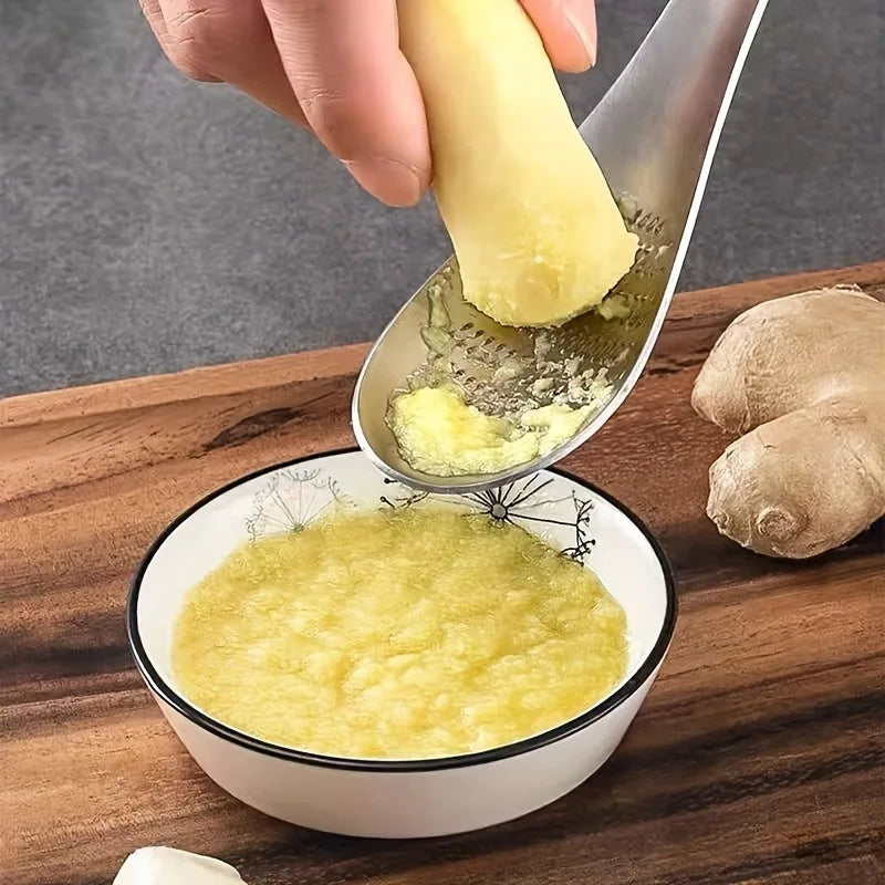 Stainless Steel Garlic Ginger Fruits Root Vegetable Grater Grinder Spoon for Kitchen Oasis Select