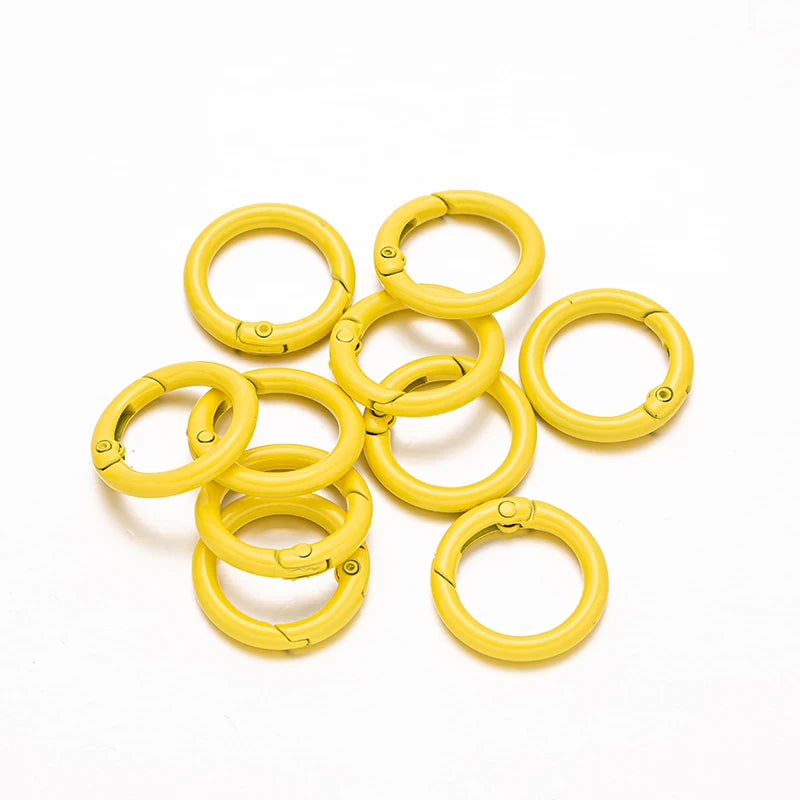 5pcs 20/25/28/33mm Metal O Ring Spring Clasps Round Carabiner Keychain Bag Clips Hook Buckles Connector For DIY Jewelry Making Oasis Select Yellow Outer Size 25mm
