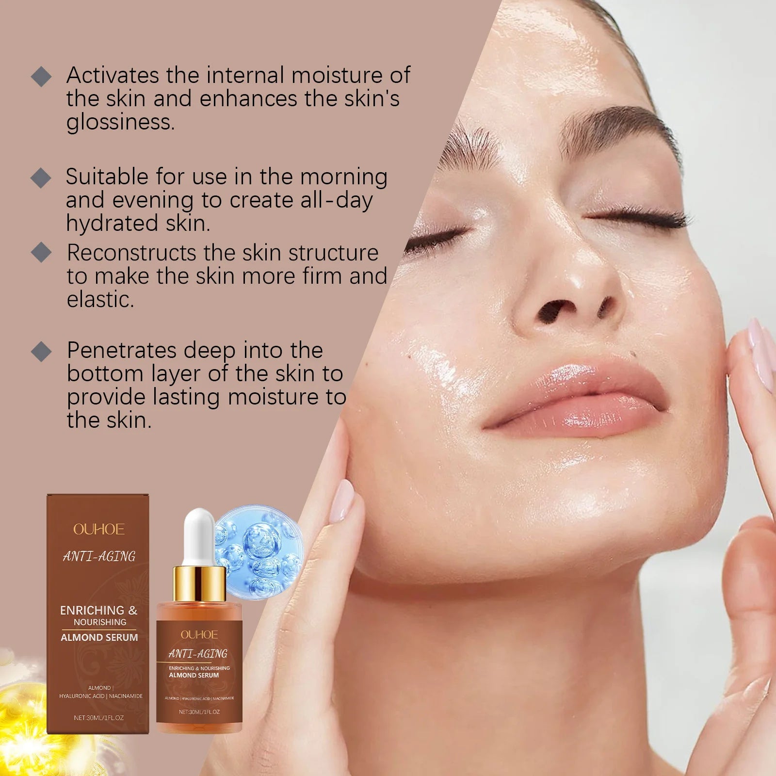 Almond Face Serum – Brightening, Firming & Hydrating Essence Face Serum Oasis Select