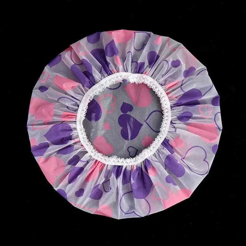 Thickened Waterproof Shower Cap – Lace PVC Bath & Spa Hat Shower Cap Oasis Select Purple