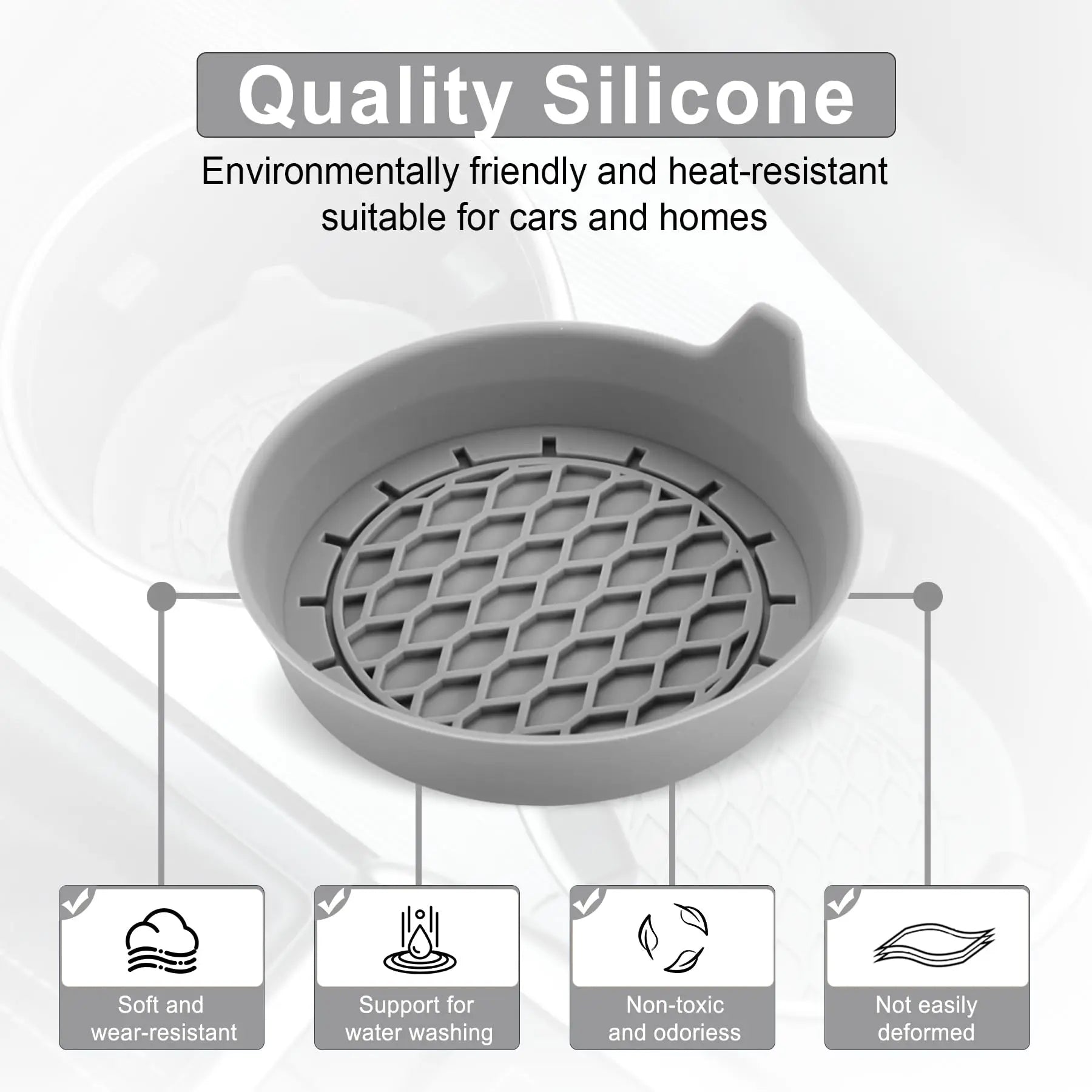 8cm Silicone Car Cup Holder Coaster – Anti-Slip Waterproof