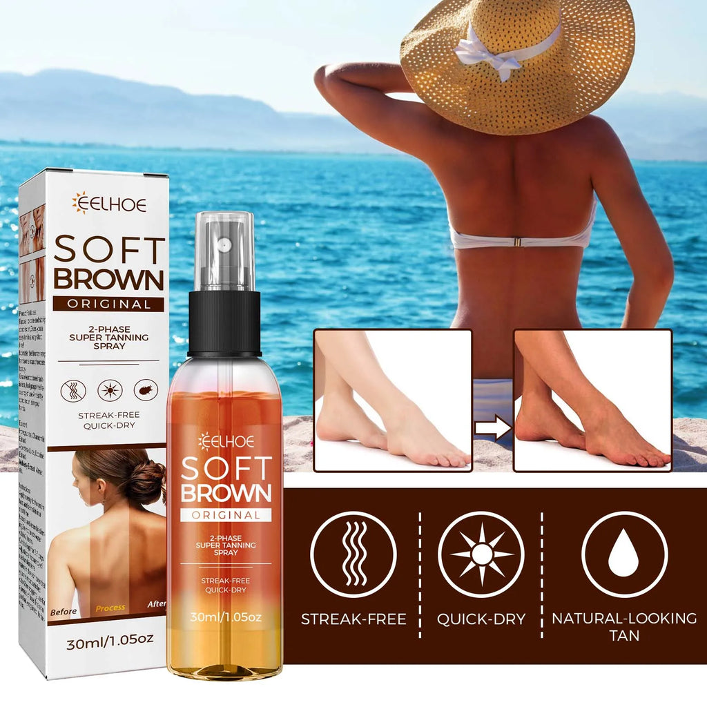 Self Tanning Spray Assist Natural Soft Antique Bronzer Wheat Skin Tone Tanning Accelerator Spray Beach Outdoor Sunscreen Care Oasis Select