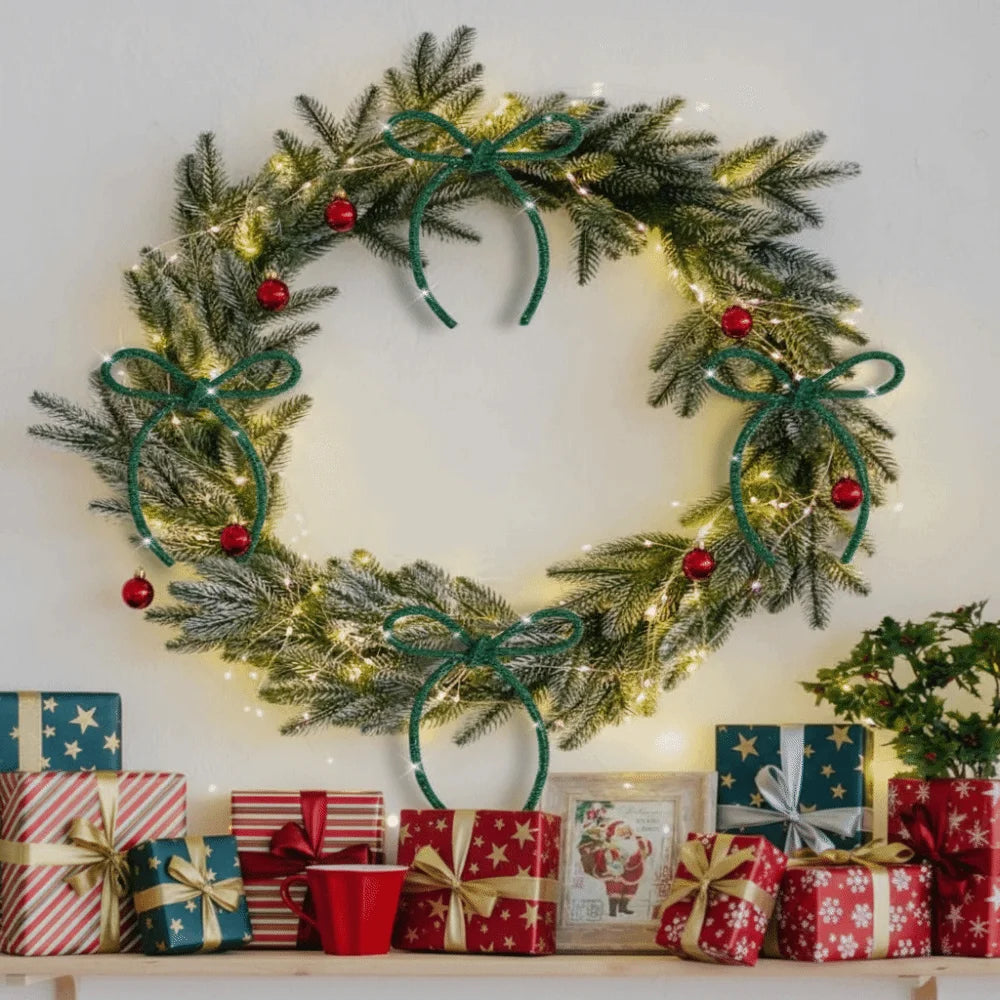 Glitter Rhinestone Christmas Bows Set of 6 | Twist Tie