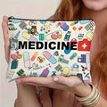 1pc Medicine Themed Makeup Bag, Foldable Cosmetic Case for Healthcare Professionals, Travel Toiletry Organizer with Zipper Oasis Select Medicine