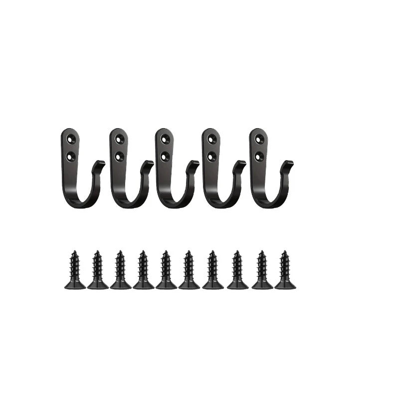 5/10 sets Heavy Duty Iron Hooks with Screws, Anti-Rust Wall Mounted Hanger for Garden Tools Garage Organization,Gancho De Pared Oasis Select 5 sets