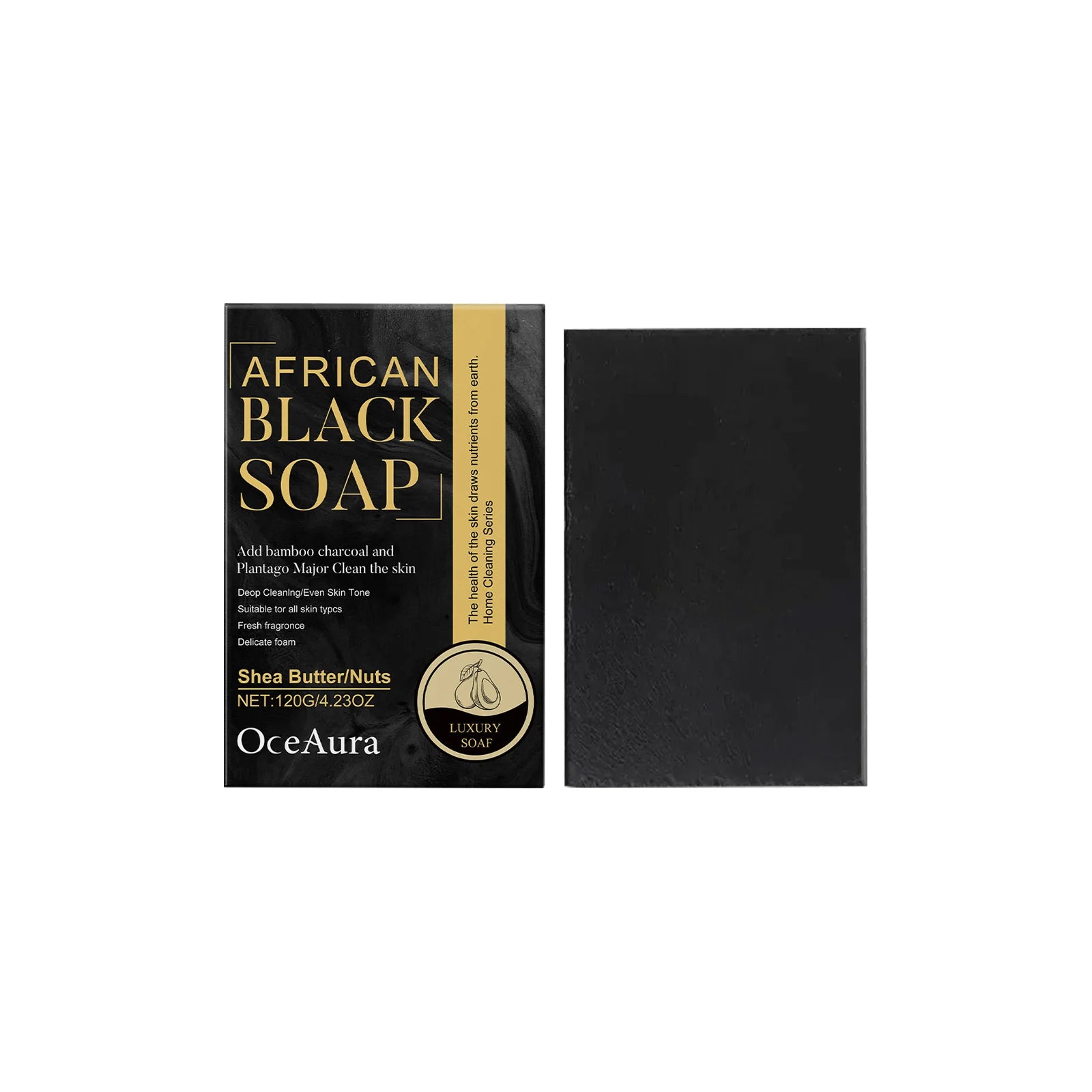 African Black Soap Improve Acne Deeply Cleaning Exfoliate Dark Spots Remover Brightening Delicate Skin Moisturizing Body Soap Oasis Select 120g boxed