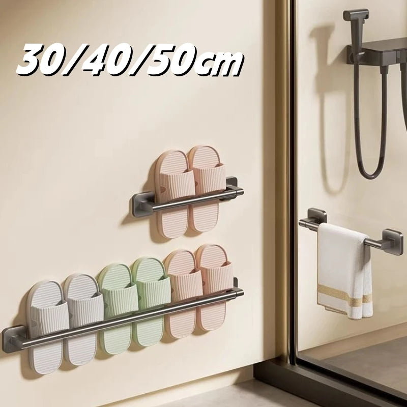 Bathroom Towel Rack Stainless Steel Towel Rack Slipper Rack Hole-Free Towel Bar Bathroom Shelf Organizer Kitchen Storage Racks Oasis Select