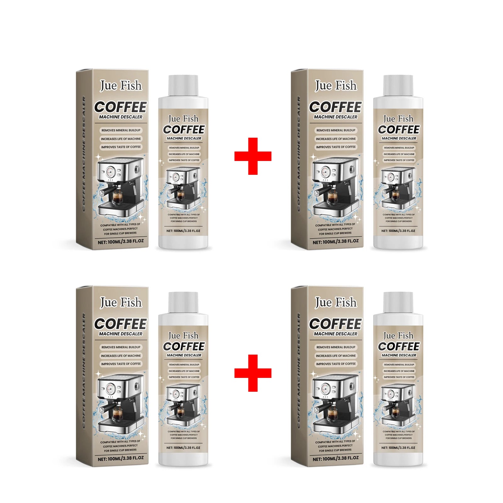 Jue-Fish Coffee Machine Descaler & Cleaner 100ml Coffee Machine Descaler Oasis Select 4 X 100ml boxed