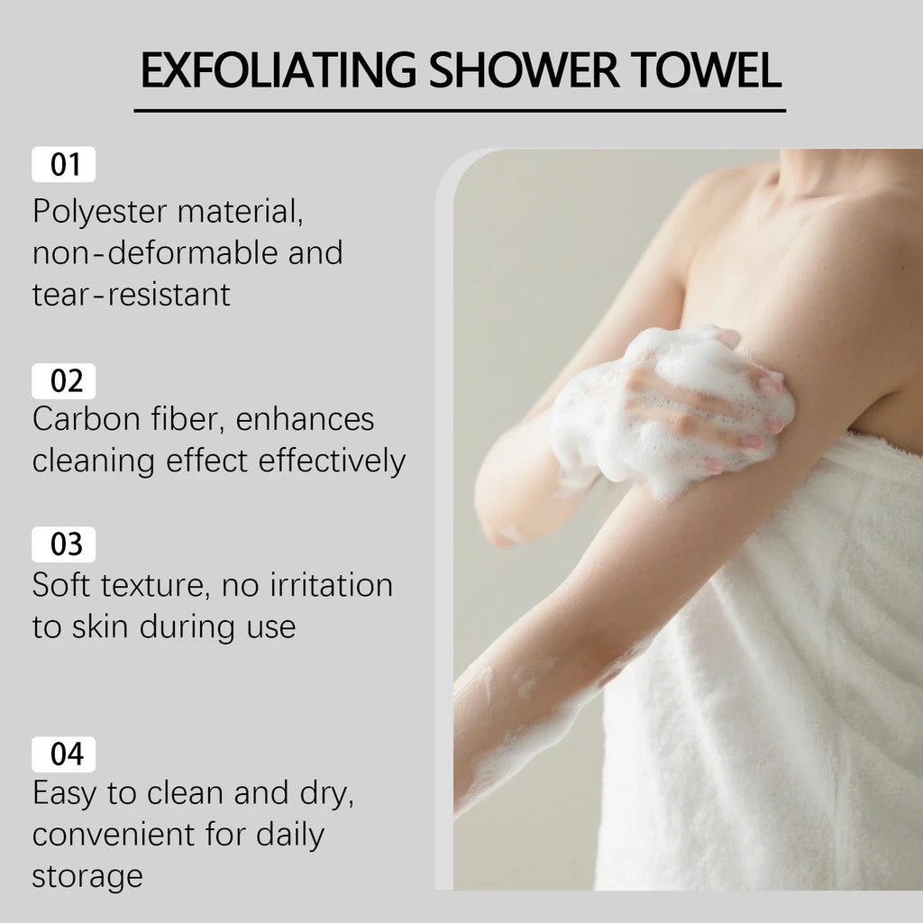 Back Scrubbing Towel Durable Exfoliating Body Towel Cleansing Skin Polishing Cloth Oil Control Dirt Removal Bath Accessories Oasis Select