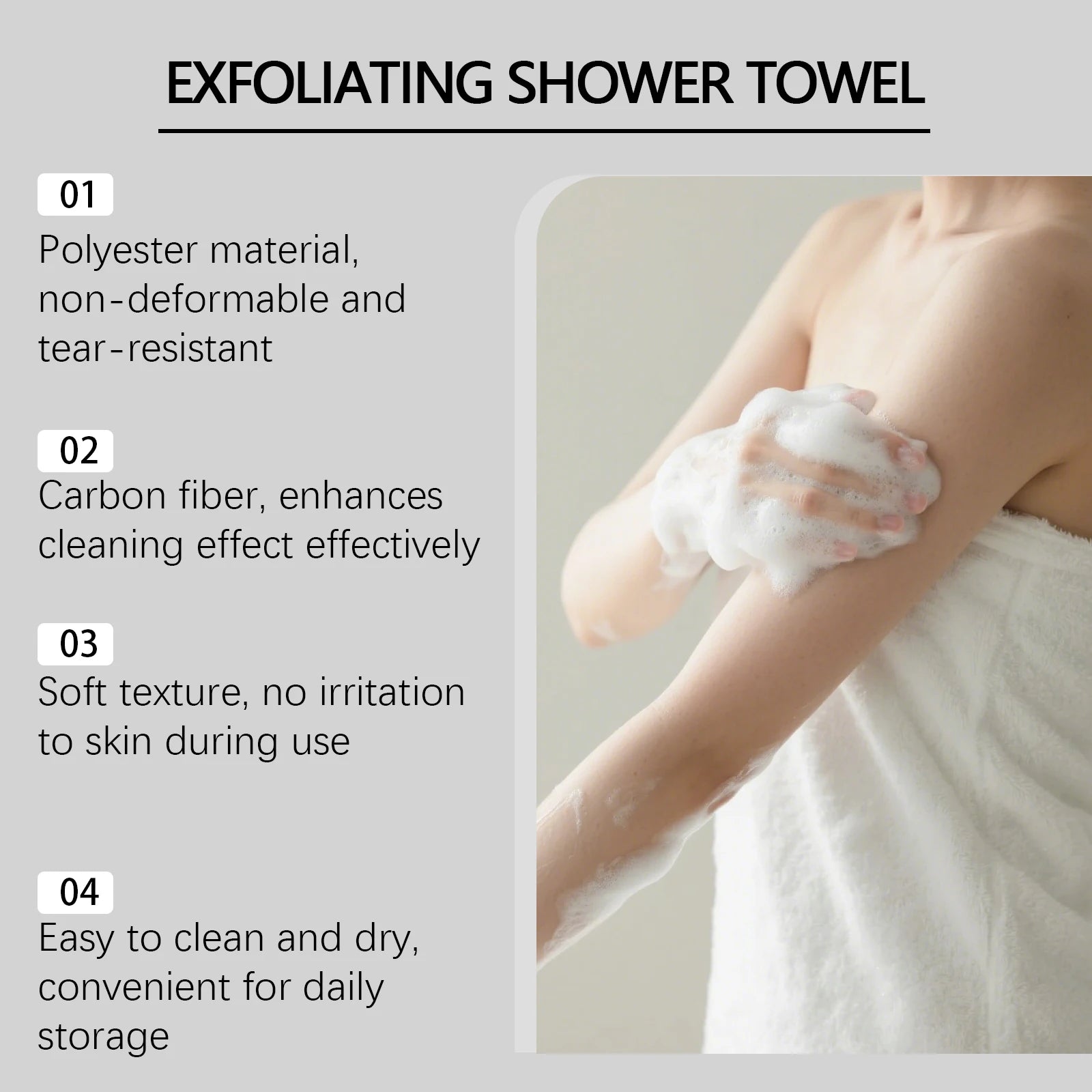 Back Scrubbing Towel Durable Exfoliating Body Towel Cleansing Skin Polishing Cloth Oil Control Dirt Removal Bath Accessories Oasis Select