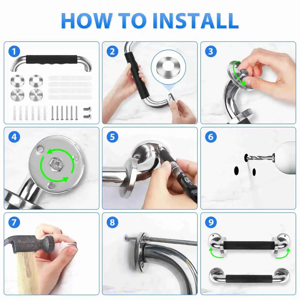 1PC Grab Bar for Bathtubs and Showers 304 Stainless Steel Silicone Anti Slip Bathroom Safety Handle for Elderly Senior Oasis Select