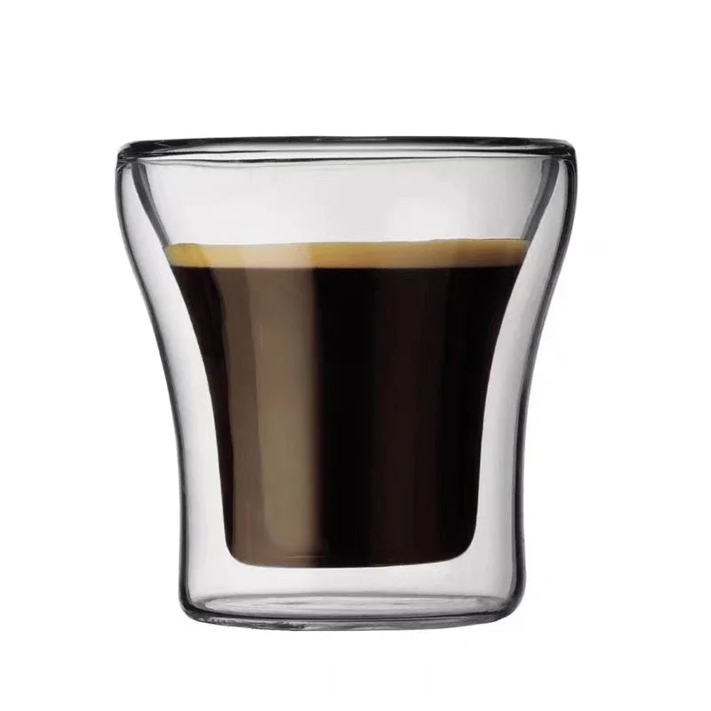 100/200/250ml Double Wall Glass Cup Durable Heat Resistant Beer Wine Cocktail Thermal Tea Milk Drink Mug for Home Coffee Cup Oasis Select 100ML-1Pc 100-250ml