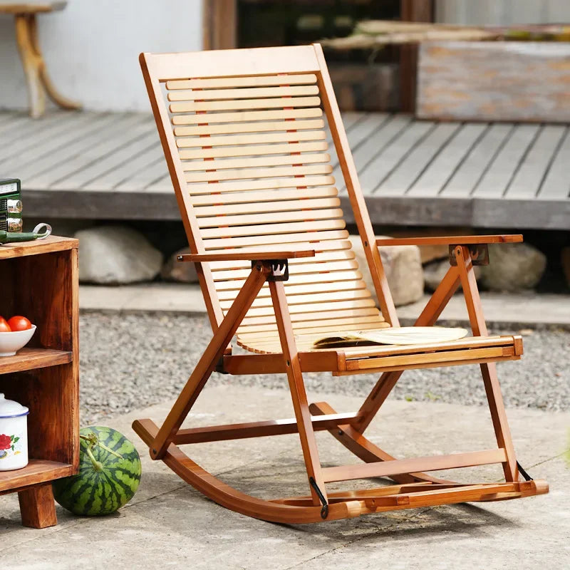 Foldable free chair patio stool rocking recliner folding summer lunch break bench balcony lazy leisure bench Oasis Select