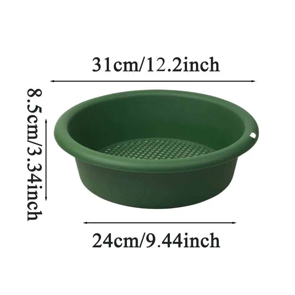 Sifting Pan Rustproof Pellet Sifter Mesh Screen Gold Prospecting Pan for Prospecting Mining Gardening Potted Plants Soil Dirt Oasis Select round green