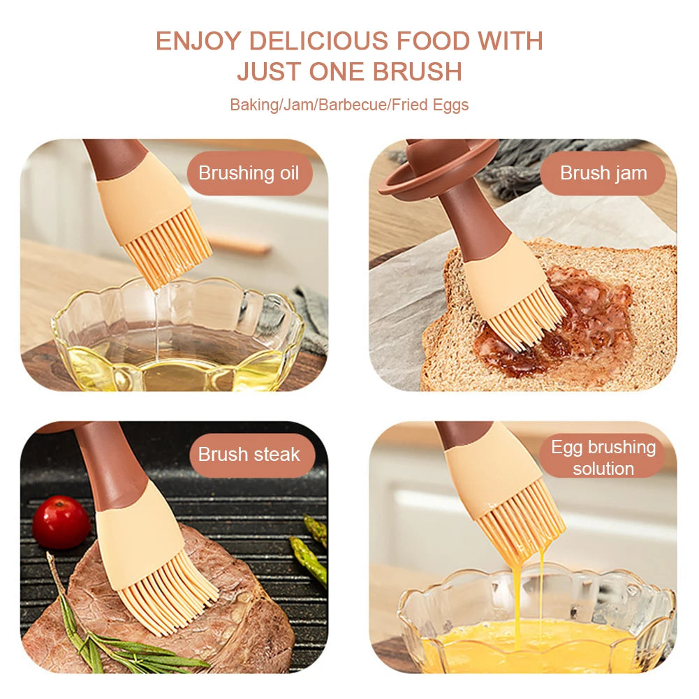 3-in-1 Silicone BBQ Basting Brush with Oil Bottle & Lid