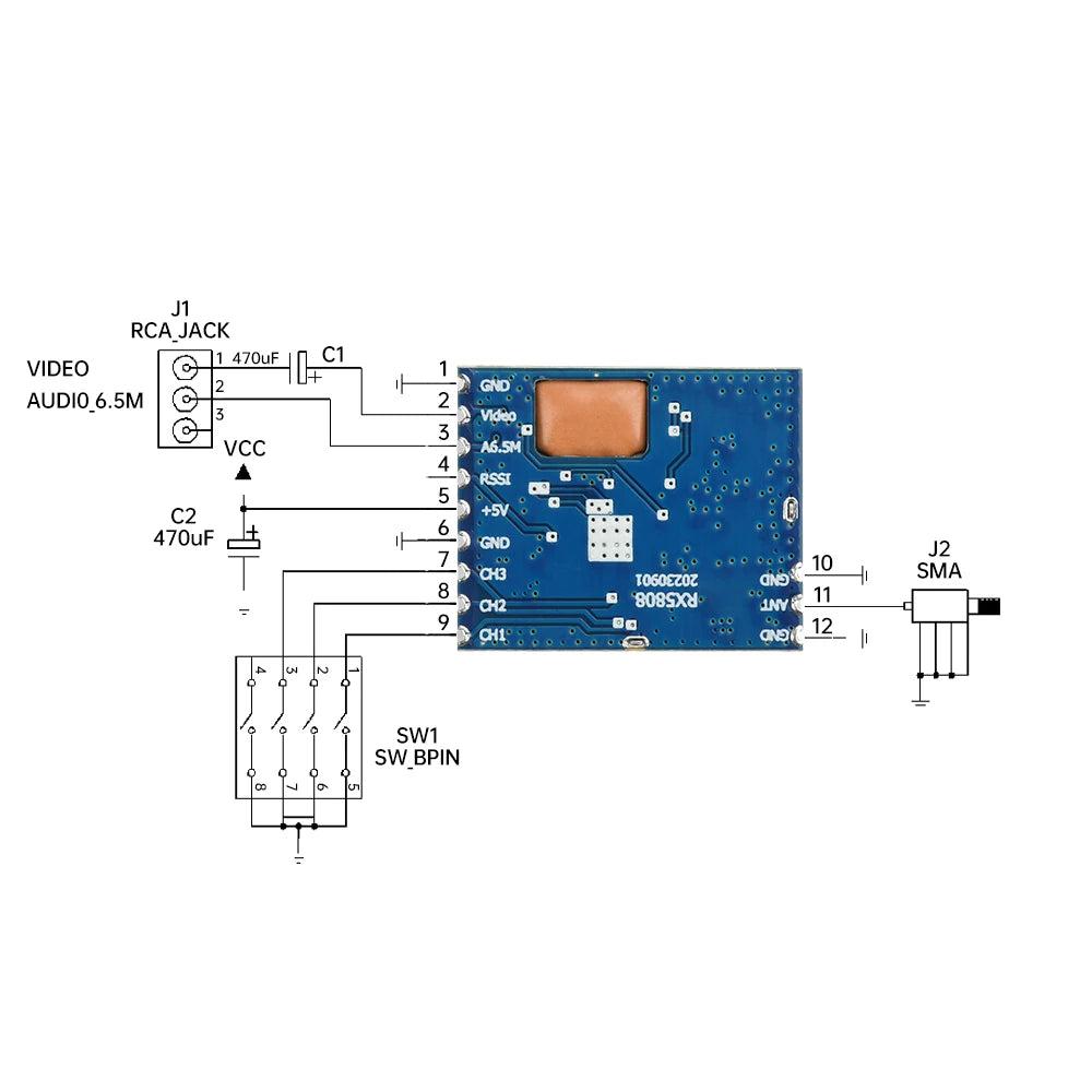 5.8G RX5808 Receiver Module SPI Control Wireless Audio Video Receiving Module 4.8~6.0GHz for FPV Systems RC DIY Electronic Kit Oasis Select