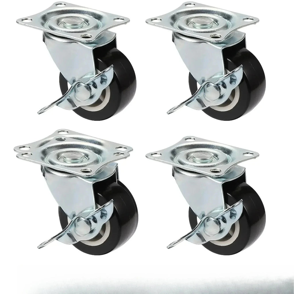 Set Of 4 1"/2" PVC Furniture Casters Wear Resistant Mute Universal Heavy Trolley Wheels 360 Degrees Swivel Castor Oasis Select 4PCS Brake 1inch