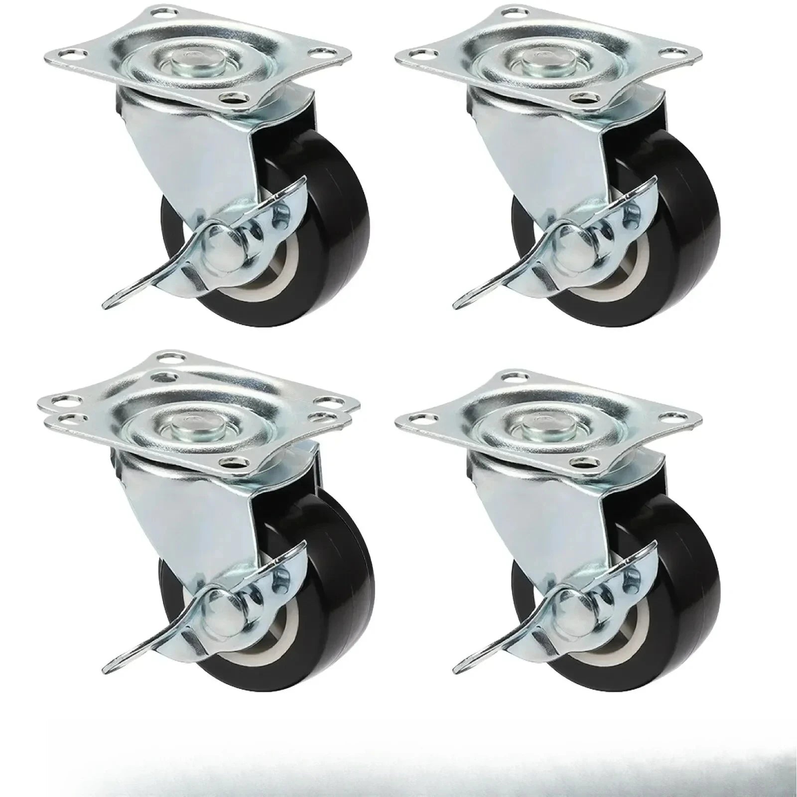 Set Of 4 1"/2" PVC Furniture Casters Wear Resistant Mute Universal Heavy Trolley Wheels 360 Degrees Swivel Castor Oasis Select 4PCS Brake 1inch