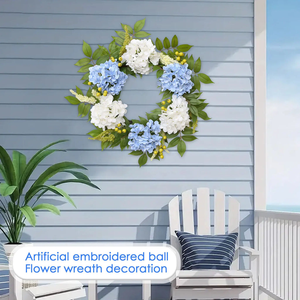Artificial Hydrangea Wreath – Faux Floral Front Door Decor Decorative Wreath Oasis Select