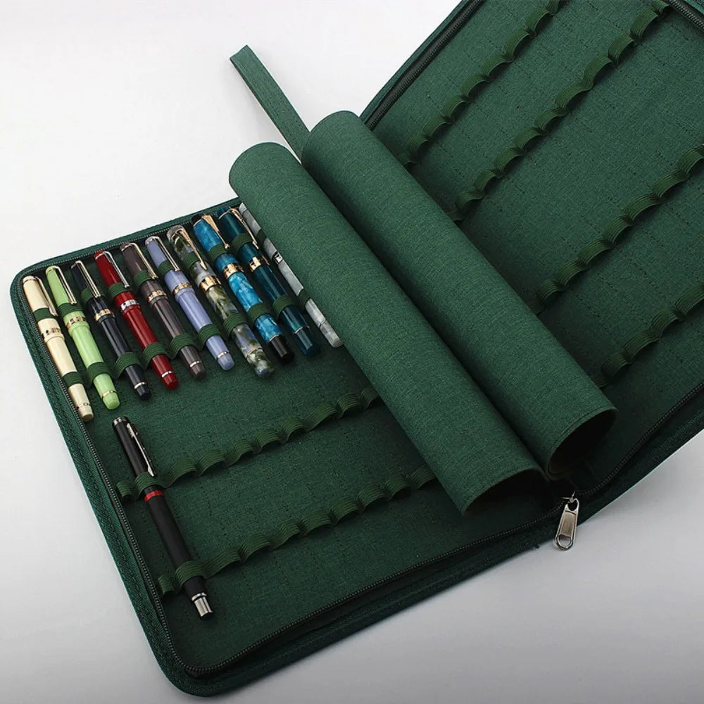 High Appearance Pen Container Bag Large Capacity Fountain Pencil Case 10 /24/48 Slots Dustproof Zipper 4 Colors Children Gifts Oasis Select