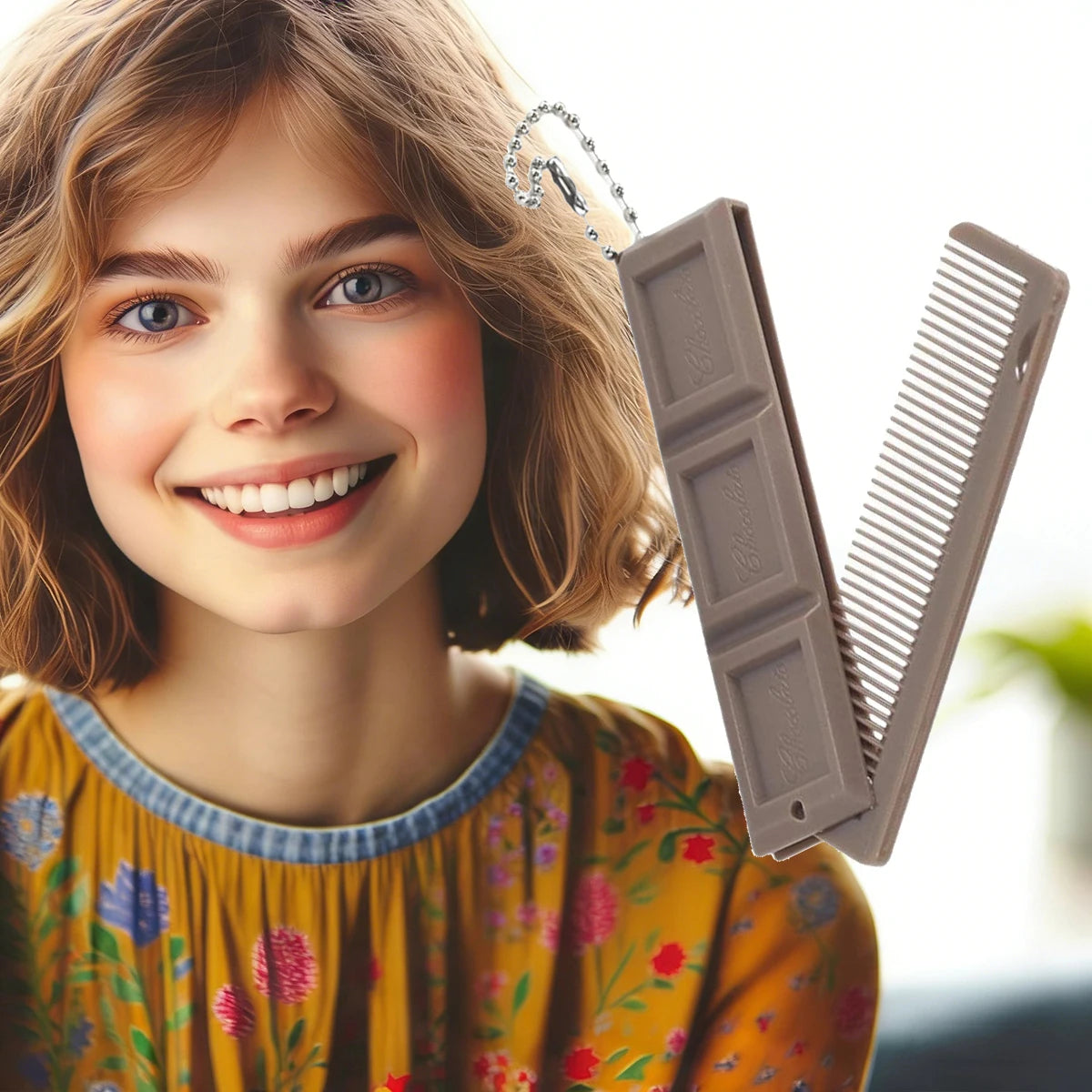 2-in-1 Foldable Chocolate Comb with Mirror for Travel Foldable Travel Comb Oasis Select