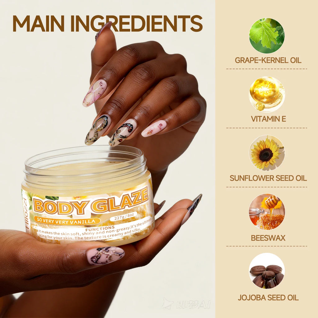 8oz 2oz Body Glaze Vanilla Moisturizes, Protects, and Repairs Skin Brighten skin Boost radiance Oasis Select