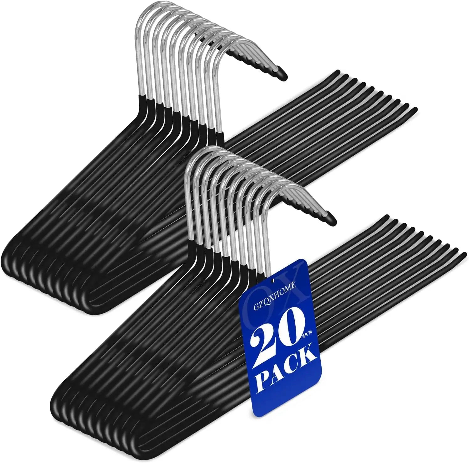 20/30pcs Pants Hangers Non-Slip, Heavy Duty Metal Trouser Racks Space Saving, Open Ended Jeans Hangers for Closet Organization Oasis Select black 20pcs