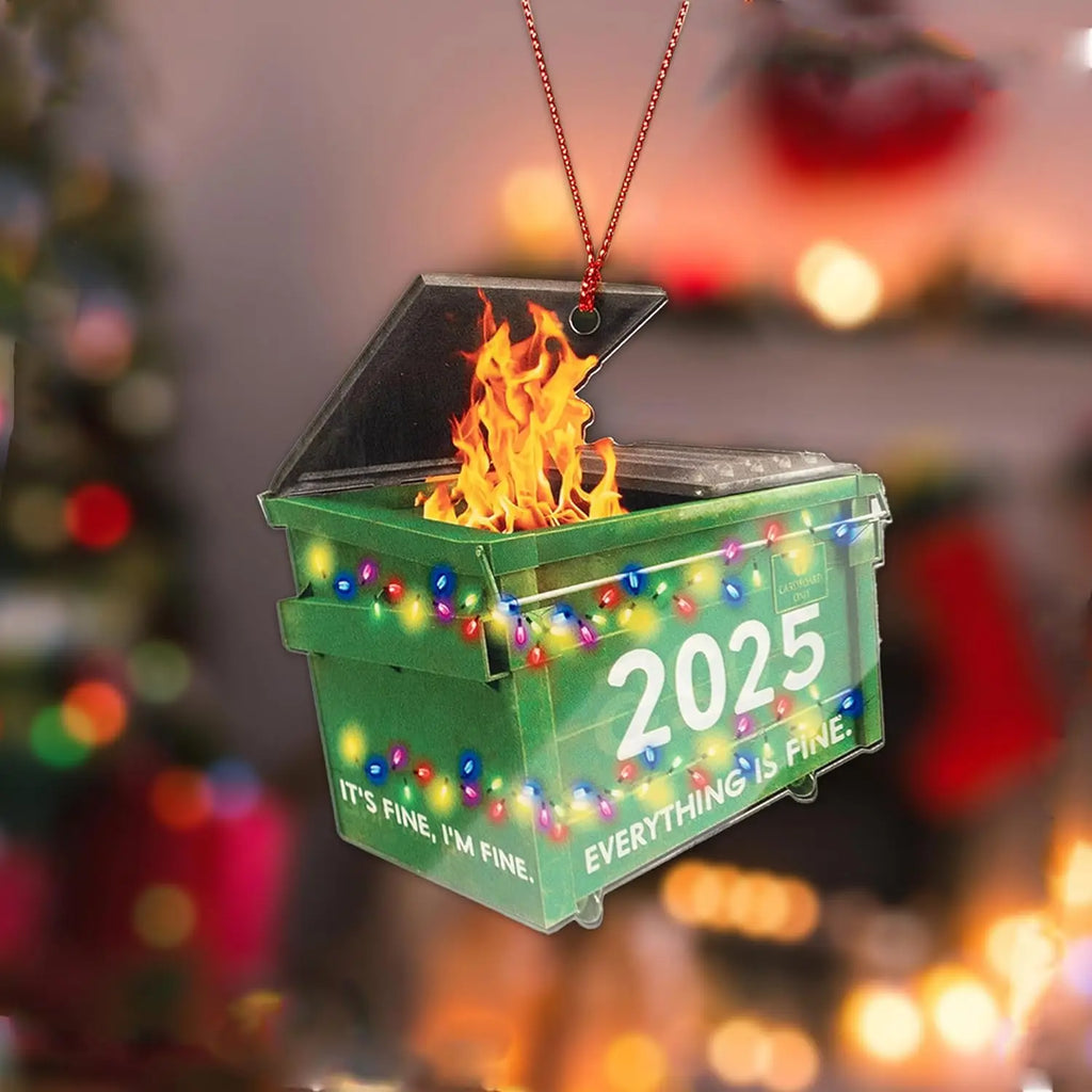 Suncatcher Ornament Acrylic Trash Can Fire Ornament Humorous Festival Pendant Festive 2025 Christmas Decoration For Gag Oasis Select